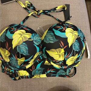 Victoria's Secret Leaf Print Bikini in Black and Yellow